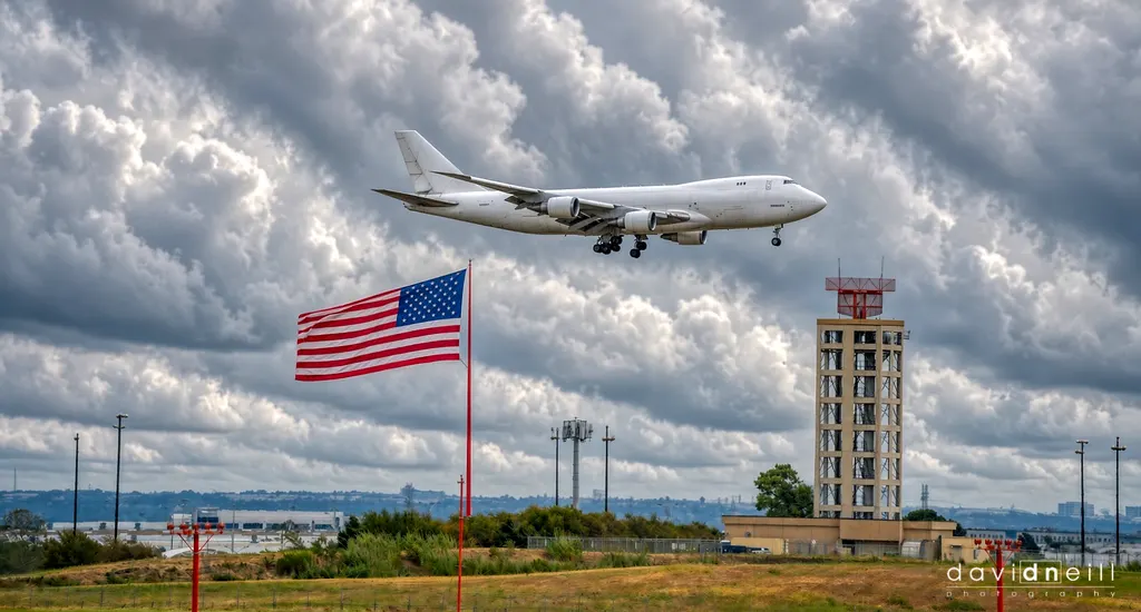 Atlas Air "Ghost" 747 landing at DFW