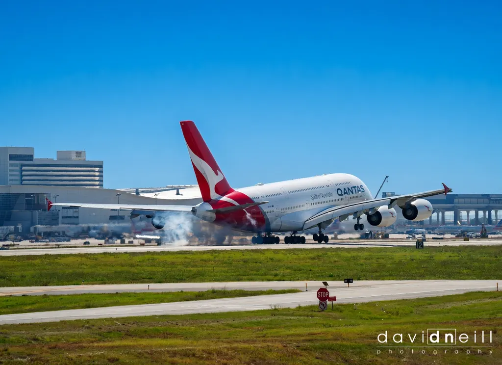 Qantas A380 landing at DFW